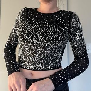 Windsor Black Rhinestone Covered Crop Top